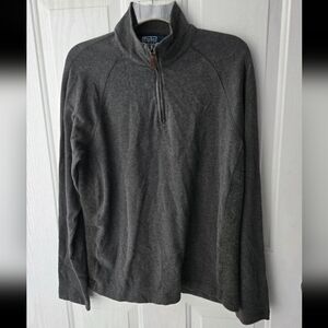 Polo Ralph Lauren Mens Half Zip Mock Neck Sweater Wool Side Panel Gray Medium